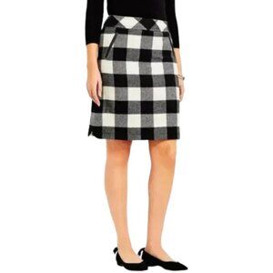Women's Talbots Wool Blend Black & White Buffalo Check Plaid Skirt -‎ Size 4